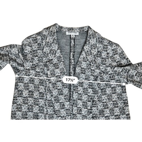 Shelby & Palmer Black White Tweed Open Front Blazer SMALL Jacket Career Washable - Picture 6 of 10